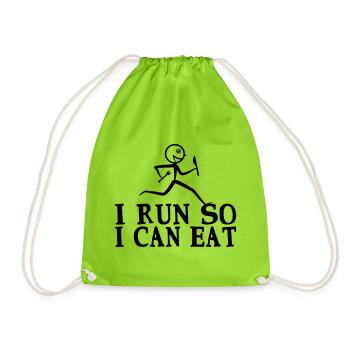 Running stick figure - run to eat - Drawstring Bag - neon green - Front