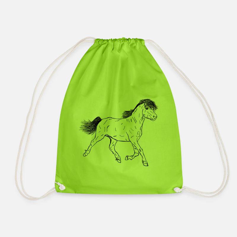 Horse - Drawstring Bag - neon green