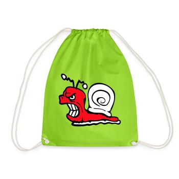 Snail Evil Angry Attack Teeth Grinding Sour - Drawstring Bag - neon green - Front