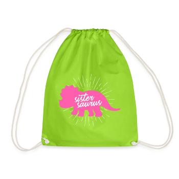 Sistersaurus Drôle de Sœur Dinosaure Tricératops - Sac de sport léger - vert néon - Devant