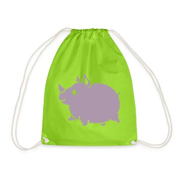 Kawaii Nashorn süß Cartoon Silhouette - Turnbeutel - Neongrün - Vorne