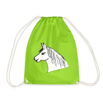 Pferdekopf Pony Pferd Kinder Pferde - Turnbeutel - Neongrün - Vorne