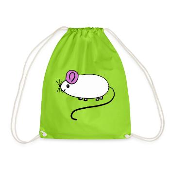 Mouse Rat Rodent Kids Baby - Drawstring Bag - neon green - Front