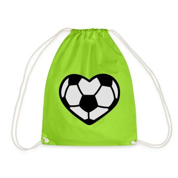 Herz-Fußball - Fussball Frankreich - Turnbeutel - Neongrün - Vorne