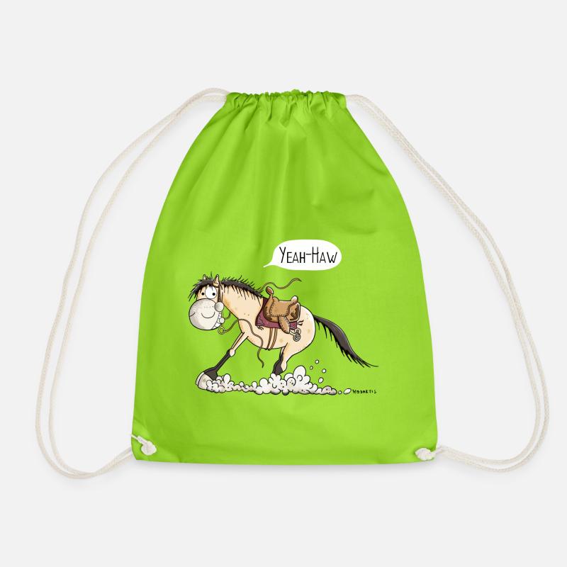 Yeah Haw Quarter Horse - Drawstring Bag - neon green