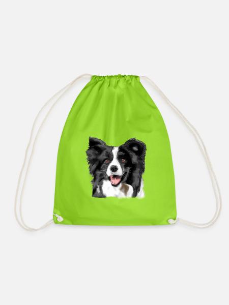 Border Collie - Turnbeutel - Neongrün