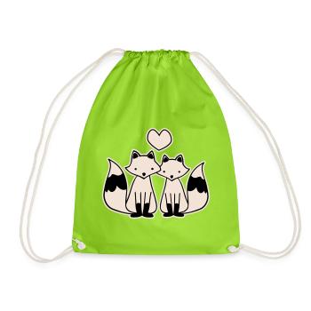 Renards amoureux - Sac de sport léger - vert néon - Devant