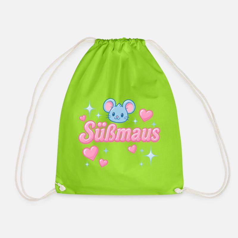 Sweet Mouse - y2K statement design - Drawstring Bag - neon green