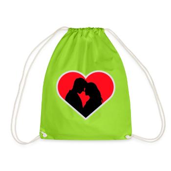 Couple Silhouette Amour Romance Petit ami de la Saint-Valentin - Sac de sport léger - vert néon - Devant