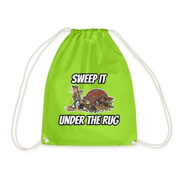 Sweep it under the carpet – lustige Idiom-Zeichentrickserie - Turnbeutel - Neongrün - Vorne