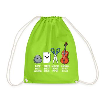 Nichts schlägt Cello – Schere, Stein, Papier, Cellist, - Turnbeutel - Neongrün - Vorne