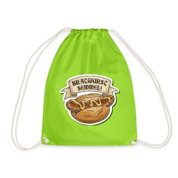 Bratwurst Semmel Emblem - Turnbeutel - Neongrün - Vorne
