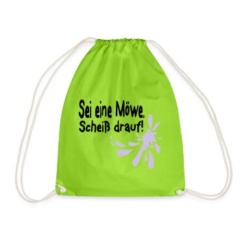Möwen Scheiß drauf--3 - Turnbeutel - Neongrün - Vorne