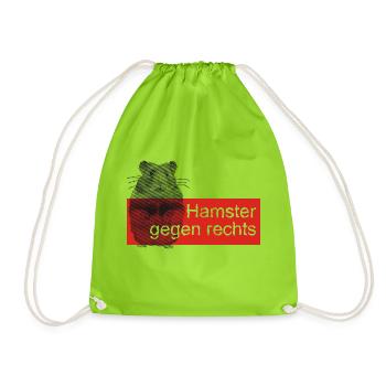 Hamster gegen rechts - Turnbeutel - Neongrün - Vorne