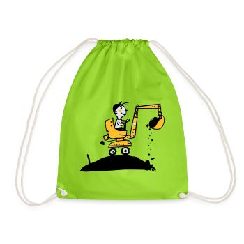 excavator t-shirt - Drawstring Bag - neon green - Front