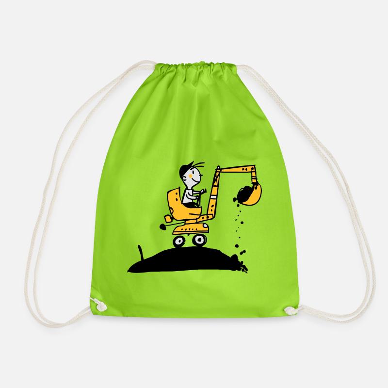 Bagger im Retro Stil - Turnbeutel - Neongrün