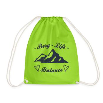 "Mountain Life Balance" - Mountains, Alps, Hiking - Drawstring Bag - neon green - Front