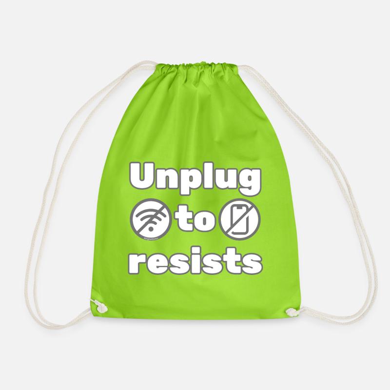 Unplug to Resist – DigitalDetox Statement Design - Turnbeutel - Neongrün