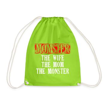 Monster The Wife The Mom Typography Design - Turnbeutel - Neongrün - Vorne
