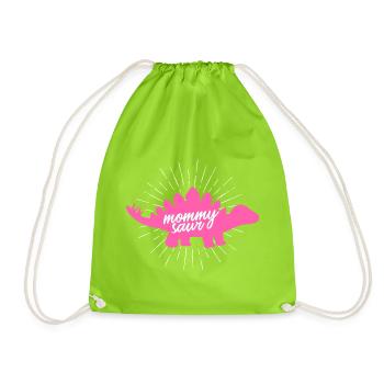 Mommysaurier Rex lustiges rosa Dinosaurier-Slogan-Design - Turnbeutel - Neongrün - Vorne