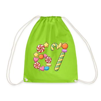 67 Candy Confetti Pop Art - Drawstring Bag - neon green - Front