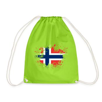 Norwegen Norway Flagge Flecken Geschenkidee - Turnbeutel - Neongrün - Vorne