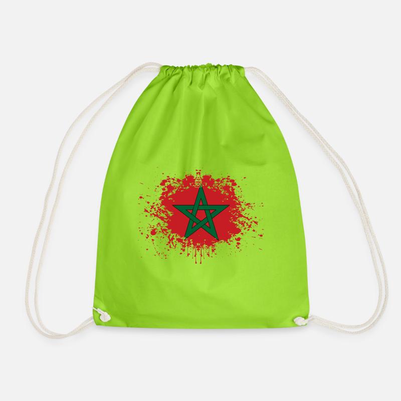 Marokko Flagge Morocco Geschenkidee - Turnbeutel - Neongrün