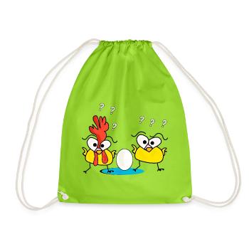 Dessin animé drôle de poulet - Sac de sport léger - vert néon - Devant