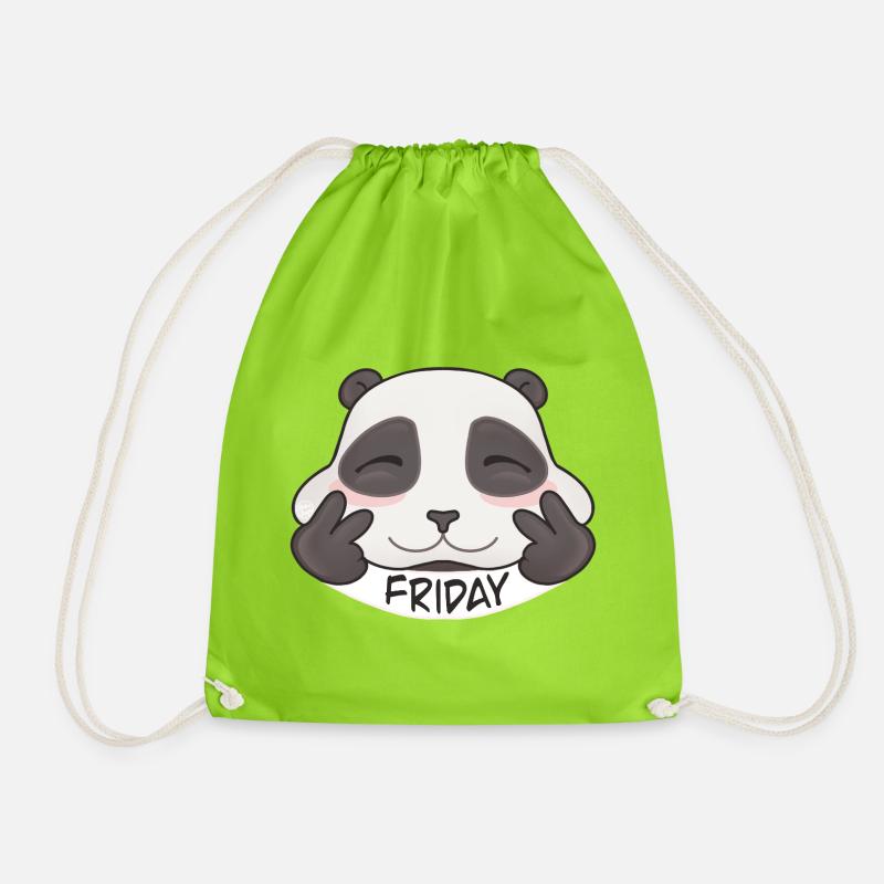 Sweet Friday Panda - Drawstring Bag - neon green