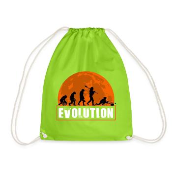 Curling Evolution Silhouette Wintersport Humor - Turnbeutel - Neongrün - Vorne