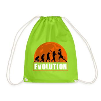 Tennis Evolution Female Player Retro Sunset Art - Drawstring Bag - neon green - Front