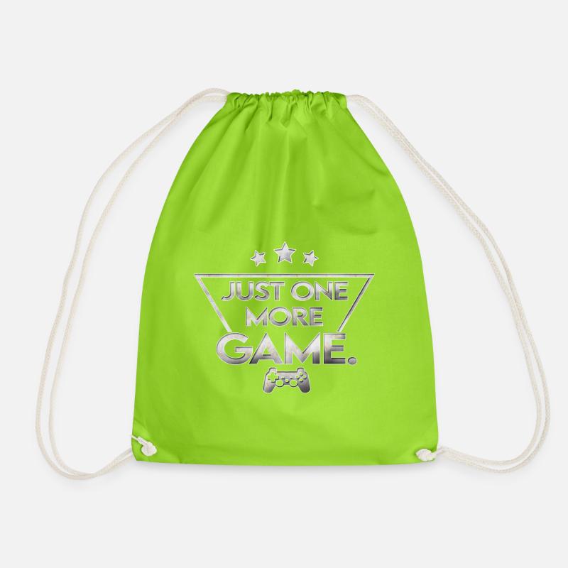 Just_one_more_game_ _silber_muster_ - Drawstring Bag - neon green