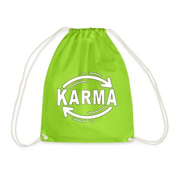 Karma - Minimalist Statement Design - Drawstring Bag - neon green - Front