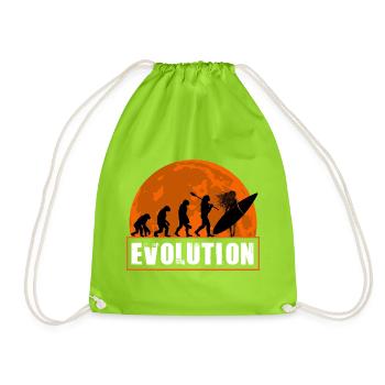 Evolution of Surfing Vintage Sunset Silhouette - Drawstring Bag - neon green - Front