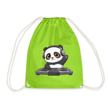 Panda DJ Musik Disco Techno Elektronische Tanzmusi - Turnbeutel - Neongrün - Vorne