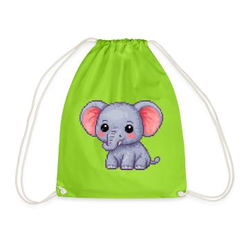 Little Pixel Elephant Cuddly Hero - Drawstring Bag - neon green - Front