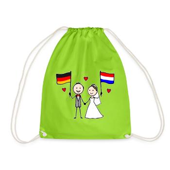 Hochzeitspaar Deutschland Holland Flagge - Turnbeutel - Neongrün - Vorne