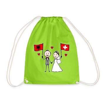Couple de mariage Albanie Drapeau suisse - Sac de sport léger - vert néon - Devant
