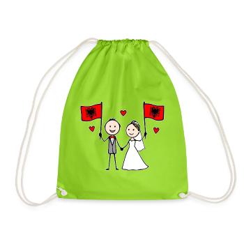 Couple de mariés Drapeau de l’Albanie - Sac de sport léger - vert néon - Devant