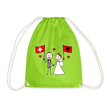 Couple de mariage Suisse Albanie Drapeau - Sac de sport léger - vert néon - Devant