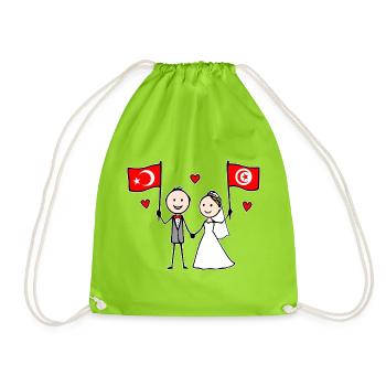 Couple de mariés, drapeau de la Tunisie de la Turquie - Sac de sport léger - vert néon - Devant