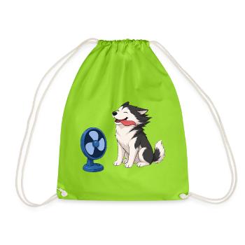 Husky im Gegenwind - Turnbeutel - Neongrün - Vorne