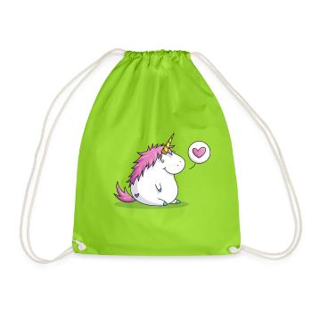 Licorne épais avec coeur - Sac de sport léger - vert néon - Devant