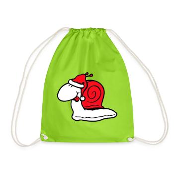 Snail Santa Claus Christmas Hat Gift - Drawstring Bag - neon green - Front