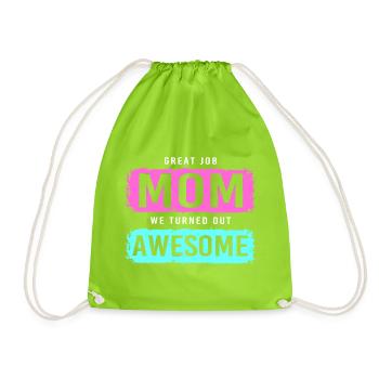 Single Mom Single Mom Single Mom - Drawstring Bag - neon green - Front