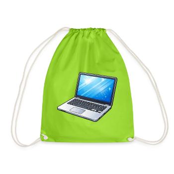 Laptop Light Blue Neon - Drawstring Bag - neon green - Front