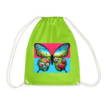 Schmetterling - Turnbeutel - Neongrün - Vorne