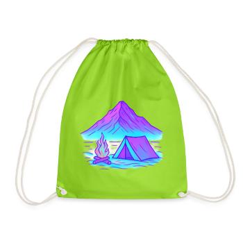 Neon Camping at the Mountain Lake - Drawstring Bag - neon green - Front