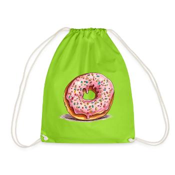 Donut rose avec des vermicelles - Sac de sport léger - vert néon - Devant