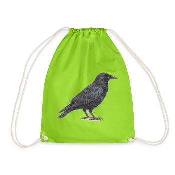 Great European Raven Black Grafik in Grau - Turnbeutel - Neongrün - Vorne